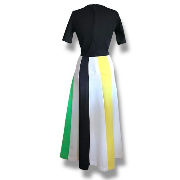 Vintage 1970s Dalton Womens Maxi Dress Sz M/L Mediun Large Black Green Yellow - Picture 8 of 10